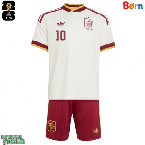 Spanien Dani Olmo #10 Replika Babytøj Udebanesæt Børn VM 2026 Kortærmet (+ Korte bukser)